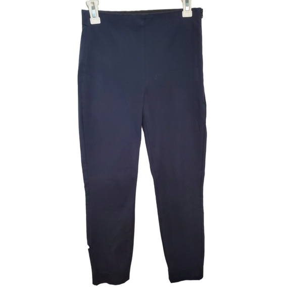 EVERLANE Skinny Navy Stretch Trousers with Side Zipper - Picture 1 of 12